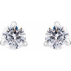 14K White Gold Round 4.5Mm Si1-Si2, G-H 3/4 Ctw Lab-Grown Diamond 3-Prong Claw Cocktail Style Stud Friction Back Earrings