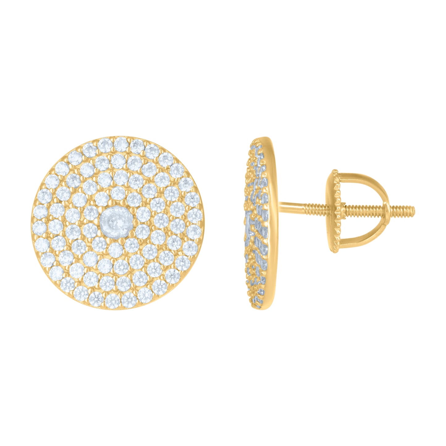 Sterling Silver Or Yellow-Tone Mens Cubic-Zirconia Fashion Stud Earrings