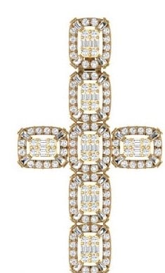 10K Yellow Gold 2.88-3.02 Cttw Diamond "Cross" Charm