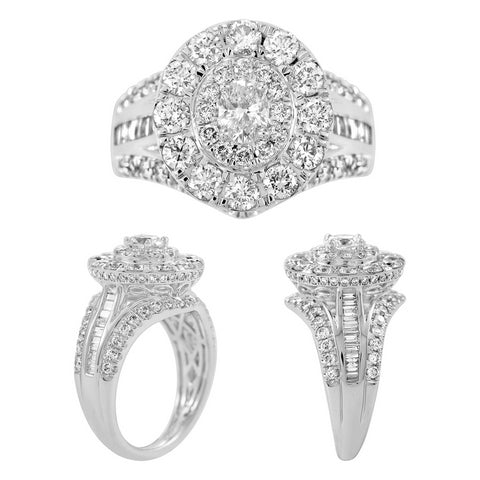 14K White Gold 2.45 Cttw Diamond Ladies Ring