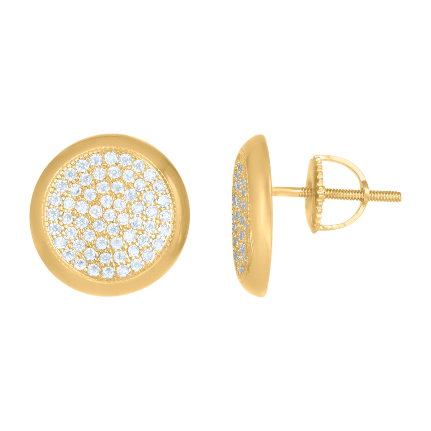 Sterling Silver Or Yellow-Tone Mens Cubic-Zirconia Fashion Stud Earrings