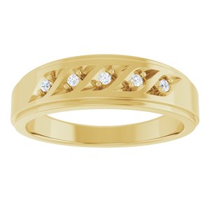 14K Yellow Gold Round 2.5 Mm .07 Ctw Natural Diamond Five-Stone Band Size 10