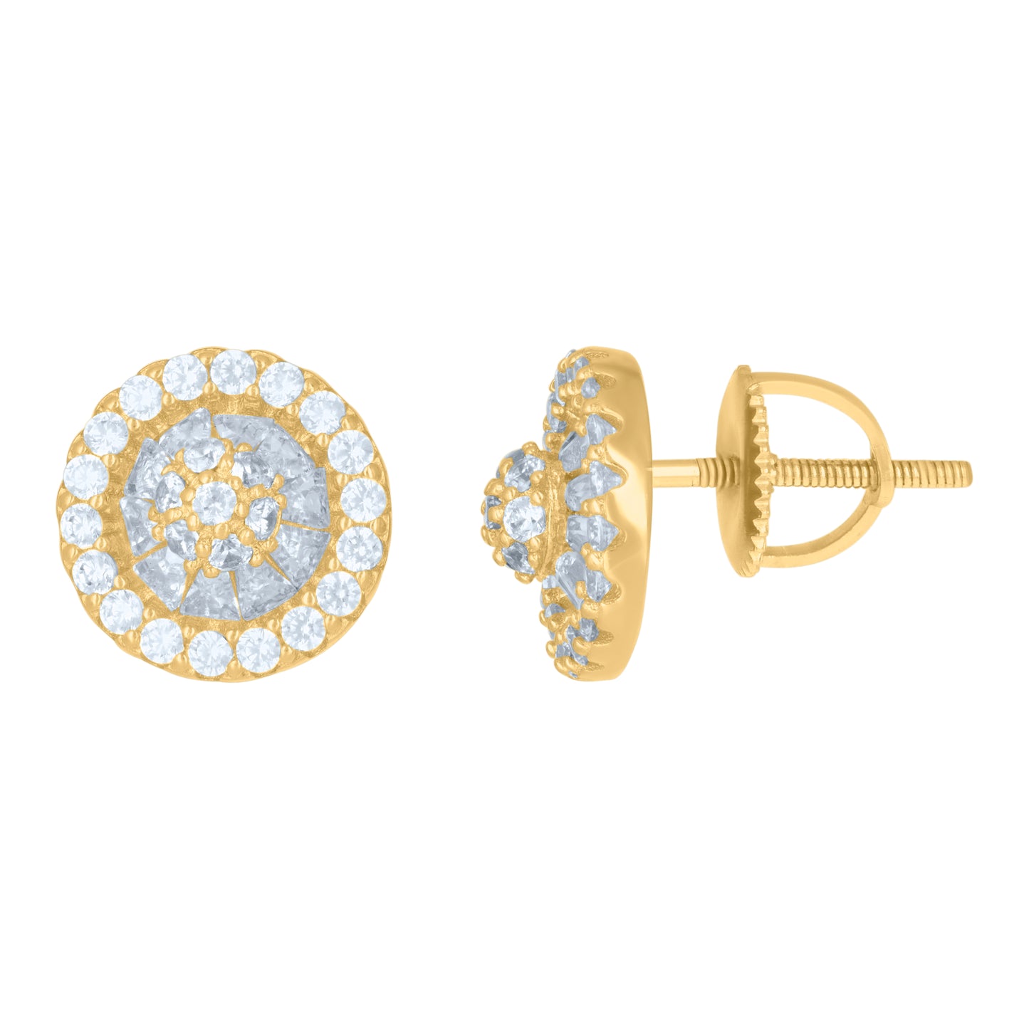 Sterling Silver Or Yellow-Tone Mens Cubic-Zirconia Fashion Stud Earrings
