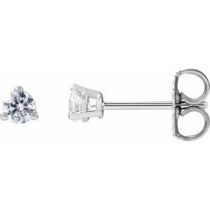 14K White Gold Round 3Mm Si1-Si2, G-H 1/5 Ctw Lab-Grown Diamond 3-Prong Basket Style Stud Friction Back Earrings