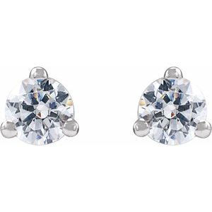 14K White Gold Round 3Mm Si1-Si2, G-H 1/5 Ctw Lab-Grown Diamond 3-Prong Basket Style Stud Friction Back Earrings