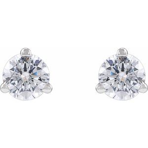 14K White Gold Round 3.2Mm Si1-Si2, G-H 1/4 Ctw Lab-Grown Diamond 3-Prong Basket Style Stud Friction Back Earrings