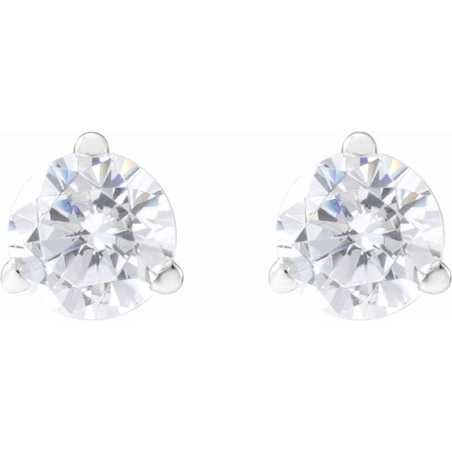 14K White Gold Round Pair 4Mm Si1-Si2, G-H Friction 3-Prong Polished 1/2 Ctw Lab-Grown Diamond 3-Prong Basket Style Stud Earrings