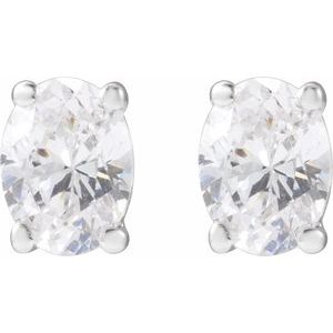 14K White Gold Oval 4 X 3Mm Si, G-H 1/3 Ctw Lab-Grown Diamond 4-Prong Friction Back Stud Earrings