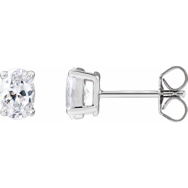 14K White Gold Oval Pair 6 X 4Mm Si, G-H Friction 4-Prong Polished 3/4 Ctw Lab-Grown Diamond Stud Earrings