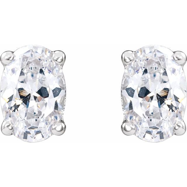 14K White Gold Oval Pair 6 X 4Mm Si, G-H Friction 4-Prong Polished 3/4 Ctw Lab-Grown Diamond Stud Earrings