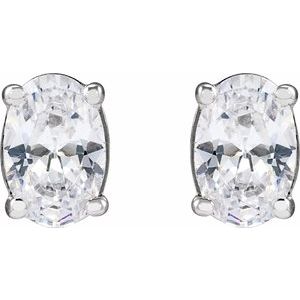 14K White Gold Oval 6.2 X 4.3Mm Si, G-H 1 Ctw Lab-Grown Diamond 4-Prong Friction Back Stud Earrings