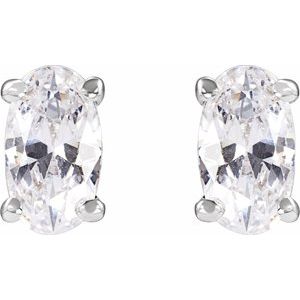 14K White Gold Oval 5 X 3.5Mm Si, G-H 1/2 Ctw Lab-Grown Diamond 4-Prong Friction Back Stud Earrings