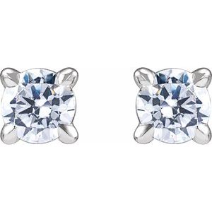 14K White Gold Round 3Mm Si1-Si2, G-H 1/5 Ctw Lab-Grown Diamond 4-Prong Claw Cocktail Style Stud Friction Back Earrings