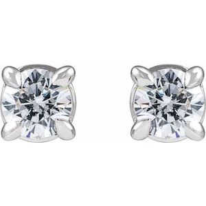 14K White Gold Round 3.2Mm Si1-Si2, G-H 1/4 Ctw Lab-Grown Diamond 4-Prong Claw Cocktail Style Stud Friction Back Earrings