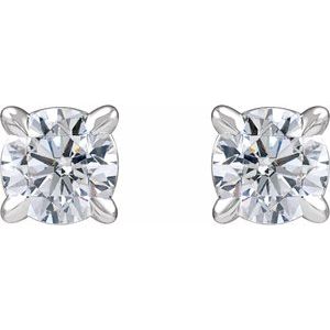 14K White Gold Round 3.5Mm Si1-Si2, G-H 1/3 Ctw Lab-Grown Diamond 4-Prong Claw Cocktail Style Stud Friction Back Earrings