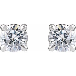 14K White Gold Round 4Mm Si1-Si2, G-H 1/2 Ctw Lab-Grown Diamond 4-Prong Claw Cocktail Style Stud Friction Back Earrings
