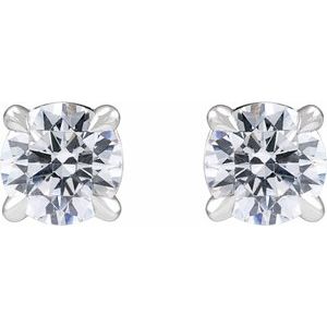 14K White Gold Round 4.5Mm Si1-Si2, G-H 3/4 Ctw Lab-Grown Diamond 4-Prong Claw Cocktail Style Stud Friction Back Earrings