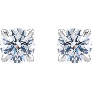 14K White Gold Round 5Mm Si1-Si2, G-H 1 Ctw Lab-Grown Diamond 4-Prong Claw Cocktail Style Stud Friction Back Earrings