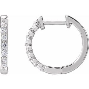 14K White Gold Pair Round Shape 1.5Mm Si1-Si2, Gh 1/5 Ctw Lab-Grown Diamond Hoop Earrings, Length: 15.3 Mm, Thickness: 2 Mm
