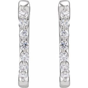 14K White Gold Pair Round Shape 1.5Mm Si1-Si2, Gh 1/5 Ctw Lab-Grown Diamond Hoop Earrings, Length: 15.3 Mm, Thickness: 2 Mm