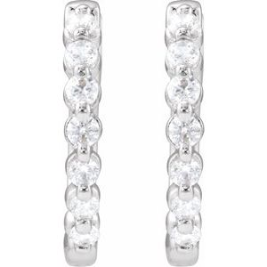 14K White Gold Pair Round Shape 1.8Mm Si1-Si2, Gh 1/3 Ctw Lab-Grown Diamond Hoop Earrings, Length: 15.9 Mm, Thickness: 2 Mm