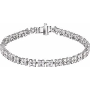 14K White Gold Round 2.2Mm G-H Si1-Si2 5 1/3 Ctw Lab-Grown Diamond Cluster Line Bracelet, Length: 7.25 In