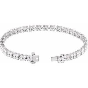 14K White Gold Round 2.2Mm G-H Si1-Si2 5 1/3 Ctw Lab-Grown Diamond Cluster Line Bracelet, Length: 7.25 In
