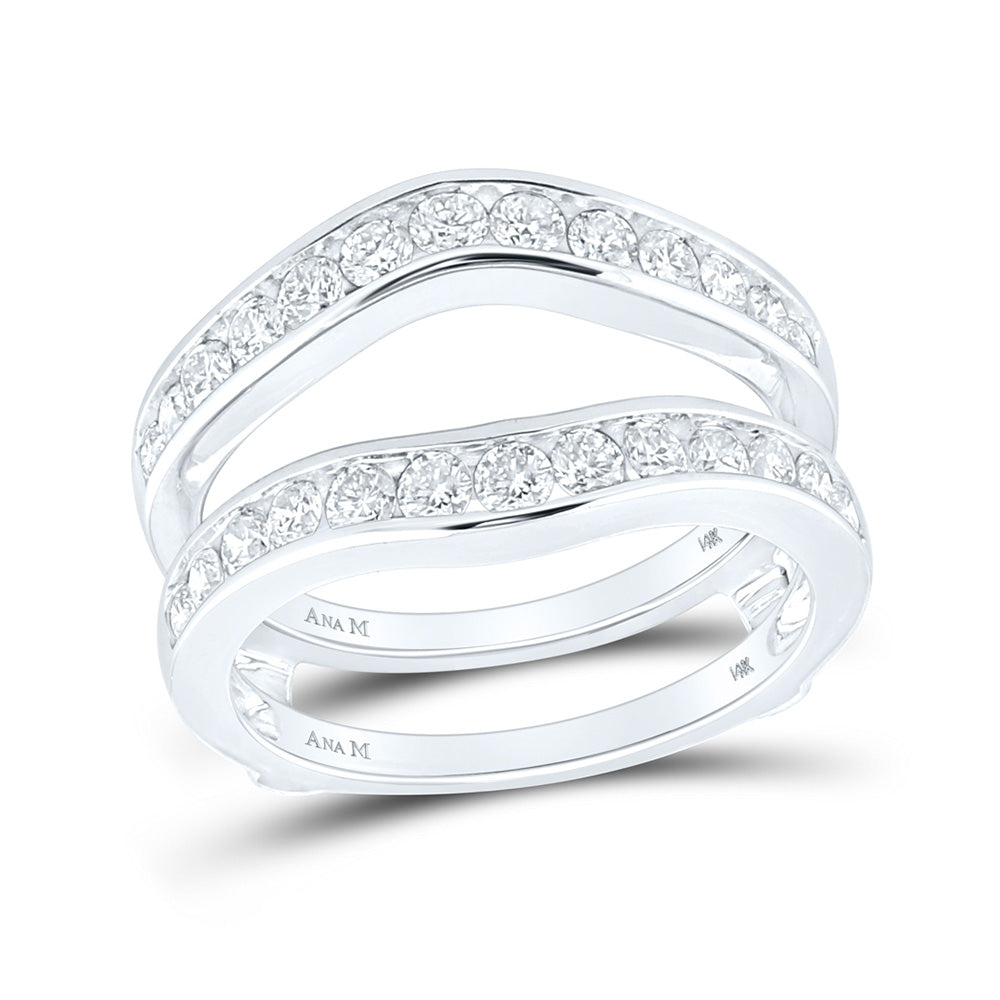 14k White Gold Womens Round Diamond Wedding Bridal Enhancer Band Wrap 1 Cttw, Womens Size: 5-10