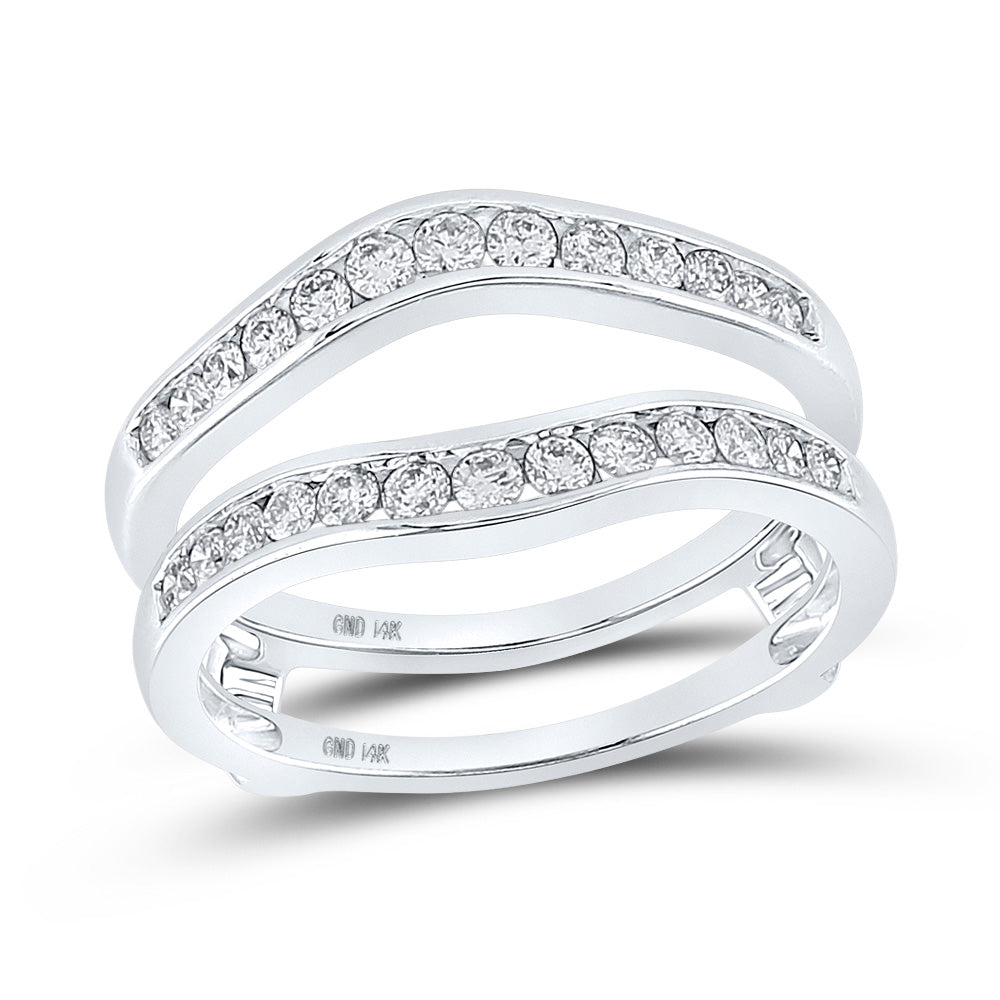 14k White Gold Womens Round Diamond Bridal Wedding Enhancer Band Wrap Ring 1/2 Cttw, Womens Size: 5-10
