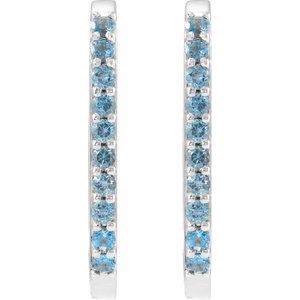Sterling Silver 20 X 13.39 Mm 1.6 Mm Natural London Blue Topaz Round 1.5 Mm Pair Hinged Polished Natural London Blue Topaz Hoop Earrings
