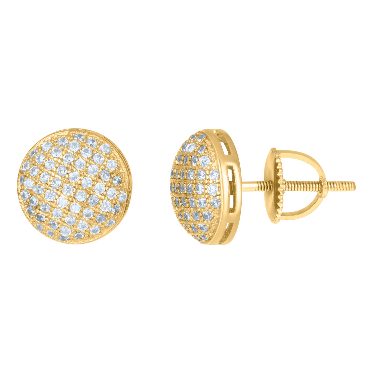 Sterling Silver Or Yellow-Tone Mens Cubic-Zirconia Fashion Stud Earrings