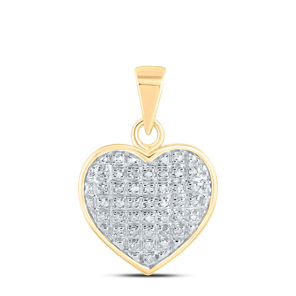 10K White Or Yellow Gold Womens Round Diamond Heart Pendant