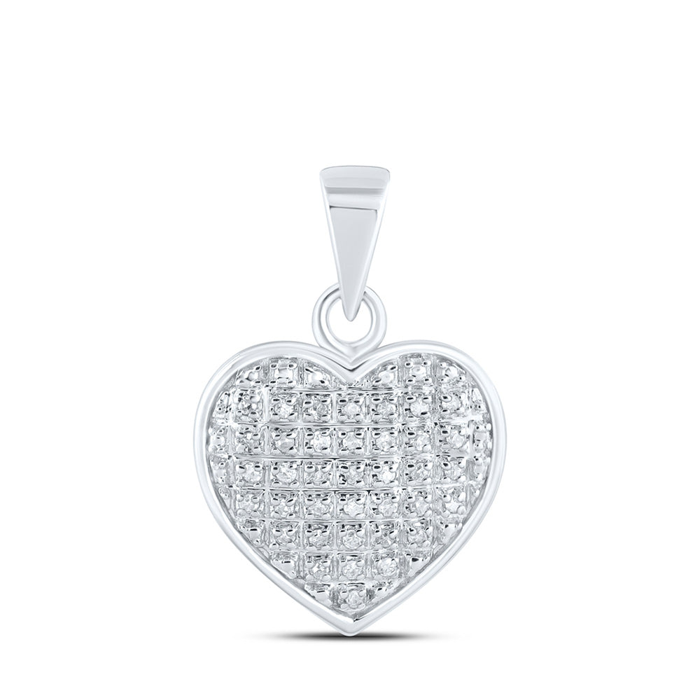 10K White Or Yellow Gold Womens Round Diamond Heart Pendant