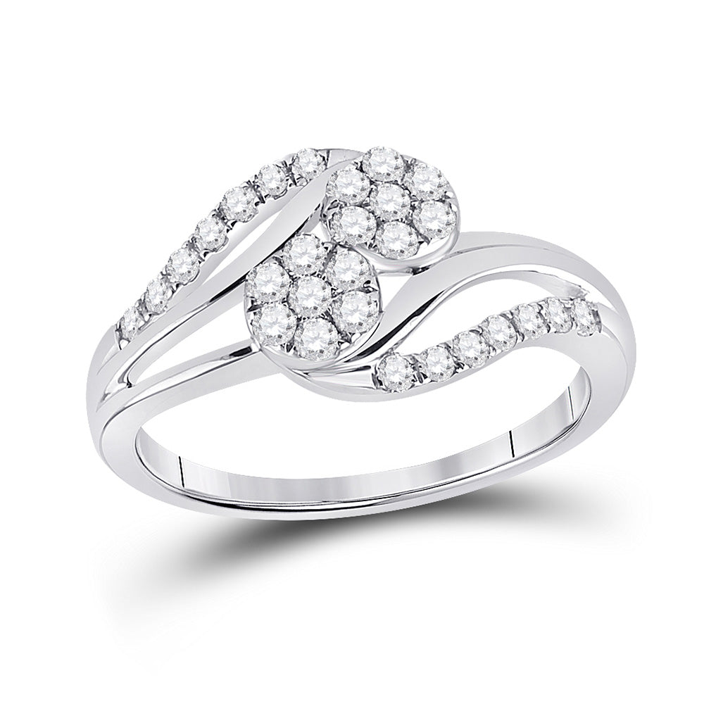 14K White Gold Round Diamond Cluster Bridal Wedding Engagement Ring 1/2 Cttw, Womens Size: 5-10