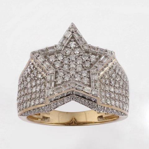 10K Yellow Gold 2.00 Cttw Diamond Mens "Star" Rings