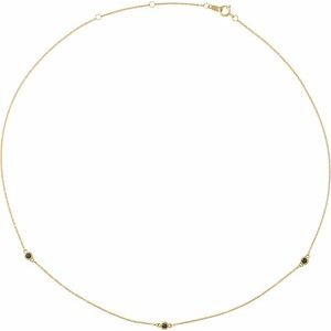 14K Yellow Gold 3-Stone Round 2.5 Mm Opaque, Black 16-18 In Polished 1/5 Ctw Natural Black Diamond Cable Necklace