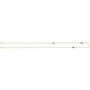 14K Yellow Gold 3-Stone Round 2.5 Mm Opaque, Black 16-18 In Polished 1/5 Ctw Natural Black Diamond Cable Necklace