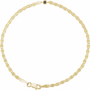 14K Yellow Gold .06 CT Natural Black Diamond Bezel-Set Link 7 1/2" Bracelet