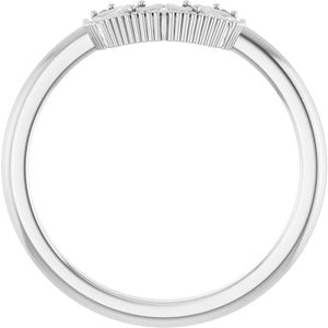 14K White Gold Round Polished .01 Ctw Natural Diamond Contour Band Size 7