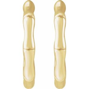 14K Yellow Gold Bamboo Hoop Earrings