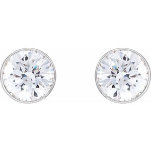 14K White Gold Round 5 Mm 1 Ctw Natural Diamond Ultra-Lightweight Stud Earrings
