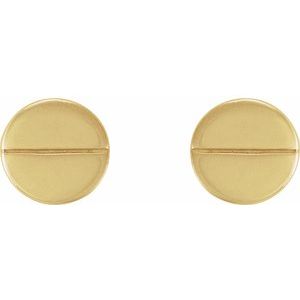 14K Yellow Gold 4.9 Mm Pair Press Fit Back 4 Mm Polished Geometric Earrings With Press Fit Closure