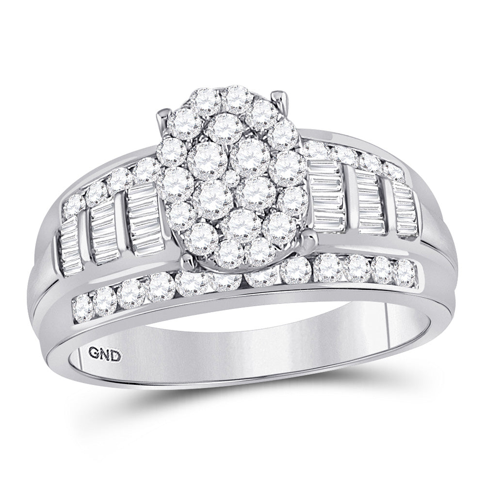 10K White Gold Diamond Oval Cluster Bridal Wedding Engagement Ring 1 Cttw, Womens Size: 5-10