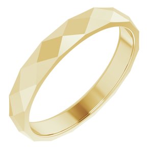 14K Yellow Gold Polished Diamond Pattern Wedding Band