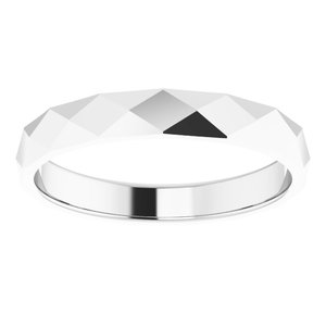10K White Gold Polished Diamond Pattern Wedding Band