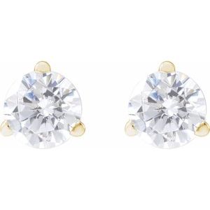 14K Yellow Gold Round 4Mm Si1-Si2, G-H 1/2 Ctw Lab-Grown Diamond 3-Prong Basket Style Stud Friction Back Earrings
