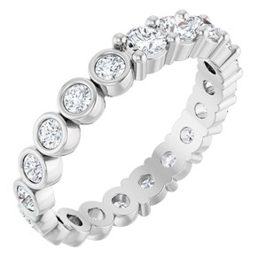 14K White Gold Round 3 Mm G-H Si2-Si3 1 1/3 Ctw Natural Diamond Reversible Eternity Band Size 7