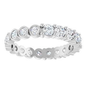 14K White Gold Round 3 Mm G-H Si2-Si3 1 1/3 Ctw Natural Diamond Reversible Eternity Band Size 7