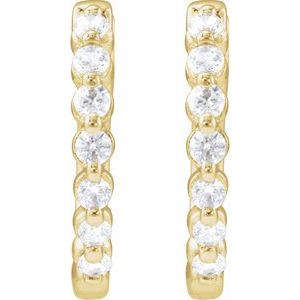 14K Yellow Gold Pair Round Shape 1.8Mm Si1-Si2, Gh 1/3 Ctw Lab-Grown Diamond Hoop Earrings, Length: 15.9 Mm, Thickness: 2 Mm