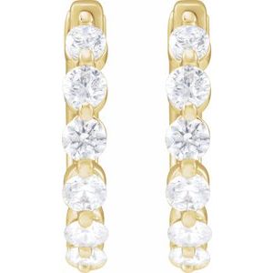 14K Yellow Gold Pair Round Shape 2.4Mm Si1-Si2, Gh 3/4 Ctw Lab-Grown Diamond Hoop Earrings, Length: 15.7 Mm, Thickness: 2 Mm